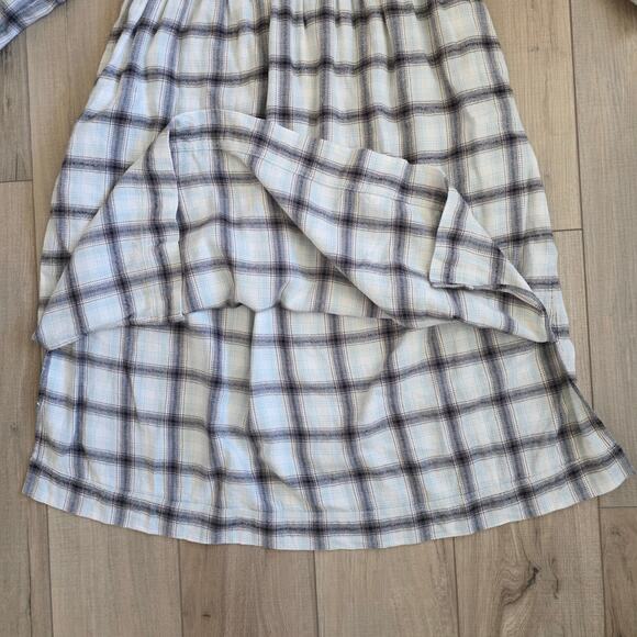 Madewell Flannel Button-Front Midi Dress Blue/Cream Women Sz 00 - Picture 9 of 9